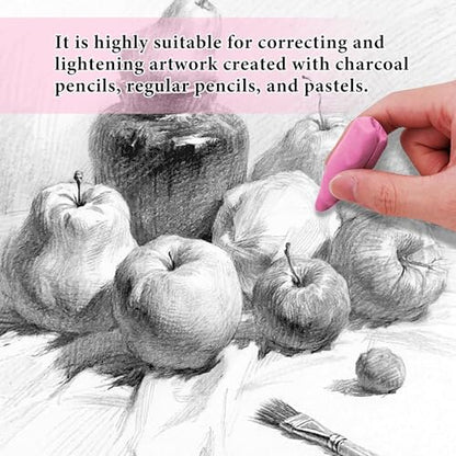 Smilo 8-Pack Pink Kneaded Erasers | Moldable & Dust-Free Putty Eraser | No Smudge Art Eraser with Case for Drawing - color: Pink