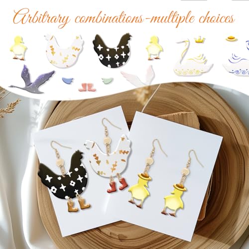 ORIGACH 15 Pcs Farm Animals Chicken Duck Polymer Clay Cutters Set Earring Clay Cutter DIY Craft Supplies for Earring and Jewelry Making - style: Farm Animals