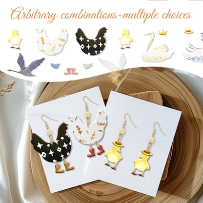 ORIGACH 15 Pcs Farm Animals Chicken Duck Polymer Clay Cutters Set Earring Clay Cutter DIY Craft Supplies for Earring and Jewelry Making - style: Farm Animals
