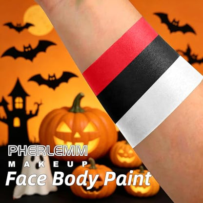 Black White Red Face Paint Sticks Waterproof Eye Black Smooth Smudge-proof Body Paint High Pigment for Sports Event Halloween SFX Makeup Vampire Devil Demon and Dramatic Effect Looks - color: Black White Red