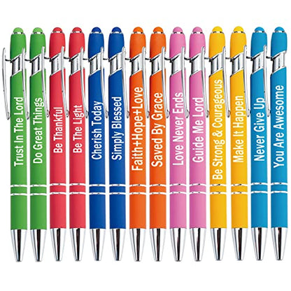 PASISIBICK 14 Pieces Motivational Inspirational Quotes Snarky Screen Touch Stylus Ballpoint Pens for Office Encouraging Scriptures with Black Ink(7 Colors,Boss Lady) - color: 14 Pieces Boss Lady