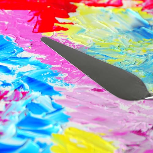 HARFINGTON 2pcs E1 E2 Painting Palette Knife Set Stainless Steel Art Spatula Painting Pallet Knives Scrapers Tools with Plastic Handle for Acrylic Oil Canvas Mixing Spreading