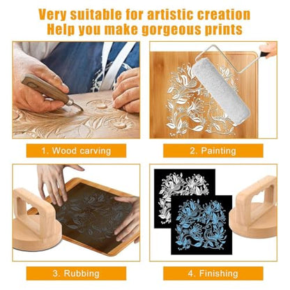 Wood Baren for Printmaking,Beech Block Printing Tool Printing Press Tool Hand Printing Tool Linoleum Block Printing Tool