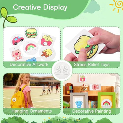 Tibibee 58 Pcs Magic Foam Texture Painting Kit, Magic Puffy Paint Kit–32 Pcs Foam Texture Paper, 12 Acrylic Markers, Magical 3D Effect Texture DIY Painting Set, Great Gifts for Kids Ages 3–8