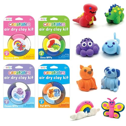 Ooly Air Dry Clay for Kids, 16 Colors Modeling Clay in 4 Tubs, Play Dough Gifts for Kids, Craft Supplies - Creatibles - style: 16 Colors Expansion Set
