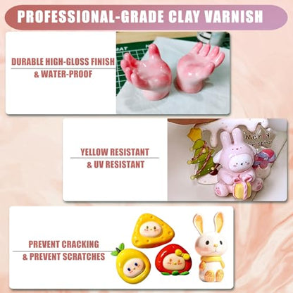 120ml Clear Varnish for Air Dry Clay, Gloss Finish Clear Glaze for Pottery , Ceramics, Oil Painting, Wood, Colourless Scratch Resistant Sealant Varnish (120x 1Pack) - style: varnish120x 1Pack