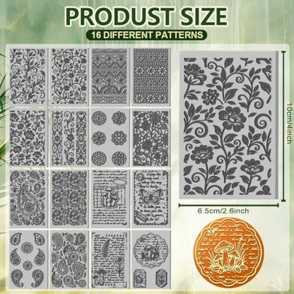 16 Sheets 16 Styles Lace Flowers Polymer Clay Texture Mat Paisley Patterns Clay Modeling Pattern Pad Vintage Vines Texture Sheets for Making Earrings Jewerly Tools, 4×2.6 inch - style: Lace Flowers