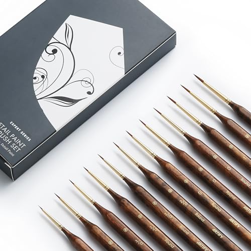 Artify Miniature Paint Brushes Set, 12pcs Fine Detail Brushes with Repeated Sizes, Precision Brushes for Miniature Painting, Models, Figurines & Crafts - style: 12Pcs
