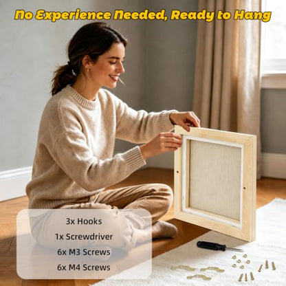 3 Pack Floater Frame Canvas with 8x8, 10x10, 12x12 Canvas – Gallery Wrapped Canvas Set with Cotton-Linen Blend (400 GSM), 15 oz Acid-Free, Warp Resistant, Ready to Hang for Oil & Acrylic - size: 3pk-3Size Canvas