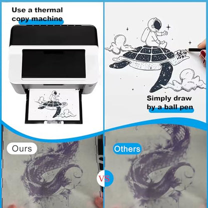 Emalla Tattoo Transfer Paper 200 Sheets, Thermal Stencil Paper for Tattooing A4 Professional Tracing with Crisp Transfer 4 Layer Stencil Paper 8.27" x 12" Tattoo Supplies for Studios & Beginners - size: 200pcs