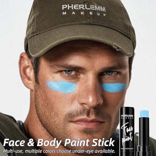 Light Blue Face Paint Stick Waterproof Eye Black Smooth SmudgeProof Body Paint High Pigment for Sports Events Halloween SFX Makeup Mermaid Frost Spirit and Dreamy Character Looks - color: Light Blue