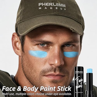 Light Blue Face Paint Stick Waterproof Eye Black Smooth SmudgeProof Body Paint High Pigment for Sports Events Halloween SFX Makeup Mermaid Frost Spirit and Dreamy Character Looks - color: Light Blue