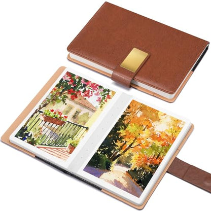 Watercolor Sketchbook,8.2 x 5.5 inch,20 Sheets Cold Press 100% Cotton 300 GSM 140lb,A5 Watercolor Paper for Art Painting, Drawing, Mixed Media - color: brown