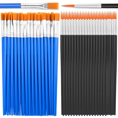 70Pcs Paint Brushes Small, Flat and Round Tip Paint Brushes for Kids Classroom Craft Nylon Hair Paint Brush for Acrylic Water Color Canvas Face Painting - style: Mixed(35Flat+35Fine)