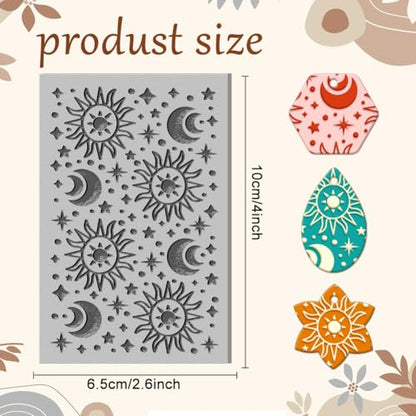 CHGCRAFT Tarot Clay Texture Mat Modeling Pattern Pad Sun Moon Stars Texture Sheets for Polymer Clay Making Earrings Jewelry Tools, 3.9x2.6x0.1inch - style: Tarot pattern