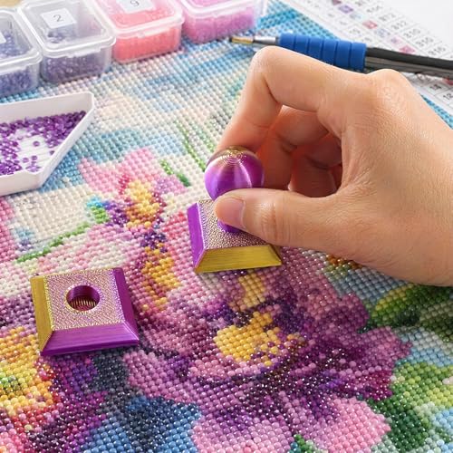 Diamond Art Painting Embossing Roller 3D Printing Diamond Art Painting Seal Press Diamond Art Painting Roller Tool Set for Multi-Color Square & Circular Drills (Purple Gold Gradient) - color: Purple Gold Gradient
