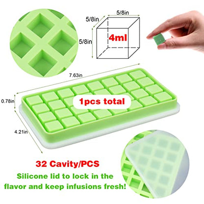 AIERSA Silicone Molds for Herb-Infused Oil Cubes, 1Pcs 32 Cavity Mini Candy Gummy Tray, 5/8x5/8x5/8in Square Chocolate Molds with Lids & 1 Droppers DIY Homemade Herbal Blocks, Jello, Pralines Caramels - color: 1 pcs