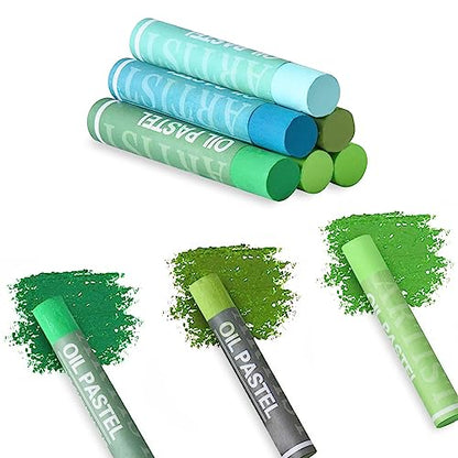 Mifuner Soft Oil Pastels Set (6 Sticks,6 Colors),Colors Heavy Oil Pastels Vibrant and Creamy,Pastel Art Supplies for Artists,Gallery Oil Painting Stick Adult Art Drawing. Green - color: Pastel-6pcs Green