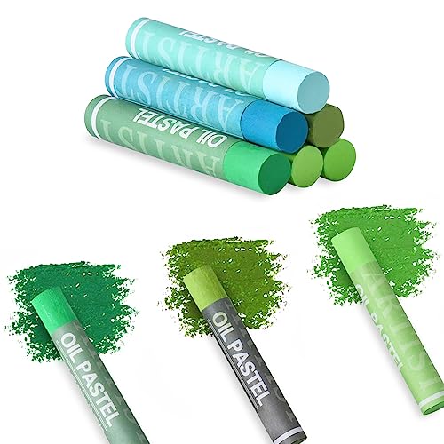 Mifuner Soft Oil Pastels Set (6 Sticks,6 Colors),Colors Heavy Oil Pastels Vibrant and Creamy,Pastel Art Supplies for Artists,Gallery Oil Painting Stick Adult Art Drawing. Green - color: Pastel-6pcs Green