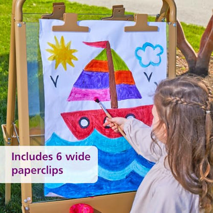 Colorations 3-Way Indoor & Outdoor Acrylic Panel Easel - Ages 3+/ PreK+ - 47" H x 23" W x 25.5" D Classroom Essentials - style: 3-Station, Tan