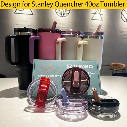 2 Pcs Detachable Flip Straw Lid for Stanley 40oz Quencher ProTour,100% Leak-proof Lid for Stanely 40oz Cup Accessories,Spill Proof and Splash Resistant Tumbler Cover(Black-Purple) - color: Black-Purple