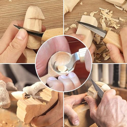 Wood Carving Kit Deluxe-Whittling Knife, Wood Carving Knife Set, Wood Whittling Kit for Beginners, Carving Knife Woodworking Wood Carving Tools Set with Large Leather Case (White) - color: white