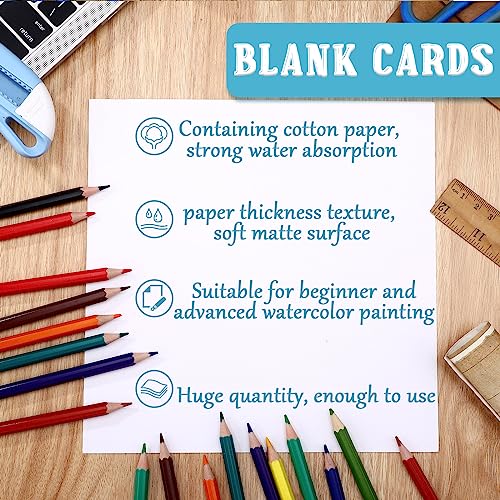 Spiareal 100 Sheets 8 x 8 Inch Watercolor Paper Bulk 140 Lb/300 GSM White Construction Paper Cold Press Blank Cotton Art Paint White Color Pad Artists Drawing Christmas Cards - size: 8 x 8 Inch