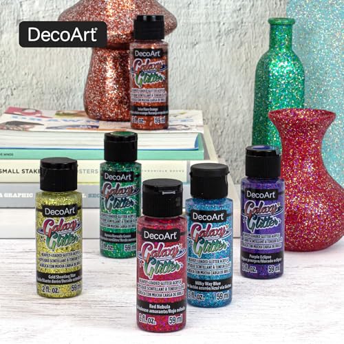 DecoArt Galaxy Glitter Rainbow Acrylic Paint Set – 9 Bottles (2 fl oz) – Bright Multicolor Glitter Paints for Crafting, Art Projects & Creative DIY Crafts - color: Rainbow Glitter