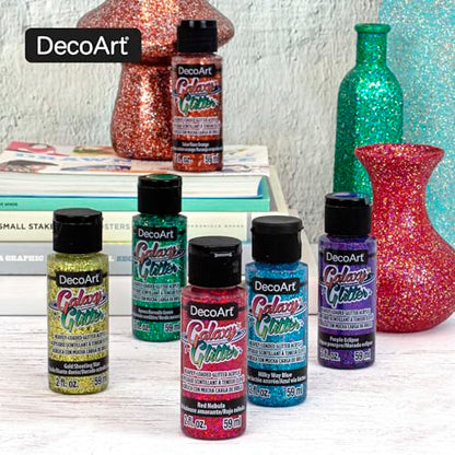 DecoArt Galaxy Glitter Rainbow Acrylic Paint Set – 9 Bottles (2 fl oz) – Bright Multicolor Glitter Paints for Crafting, Art Projects & Creative DIY Crafts - color: Rainbow Glitter