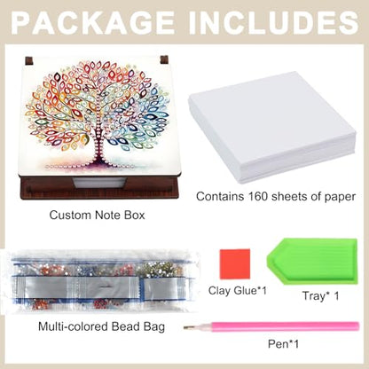 Diamond Painting Kit memo Box, Diamonds Art DIY Four Seasons Tree Patterns Sticky Note Box Special Shape Drill, with 160 Sticky Note, Ideal for Home Office Supplies, Handicrafts, Holiday Gifts - color: Four Seasons Tree