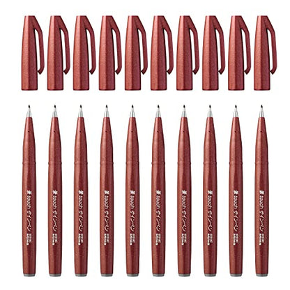 Pentel Brush Sign Pen - Brown (Pack of 10) - color: Brown