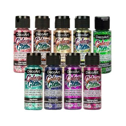 DecoArt Galaxy Glitter Acrylic Paint Set – 9 Bottles (2 fl oz) – Bright Multicolor Glitter Paints for Crafting, Art Projects & Creative DIY Crafts - color: Multicolor Glitter