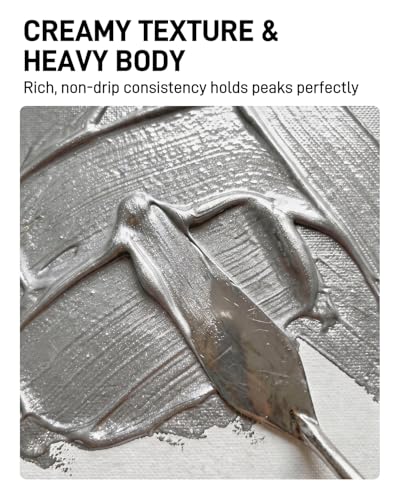 JusArt Metallic Silver Acrylic Paint, 8.45oz/250ml Large Tube, Heavy Body Rich Pigment, Non-Toxic, Non-Fading Craft Paint for Canvas Wood Metal Fabric Ceramics, Art Supplies for Adults Artists Beginner - color: Metallic Silver