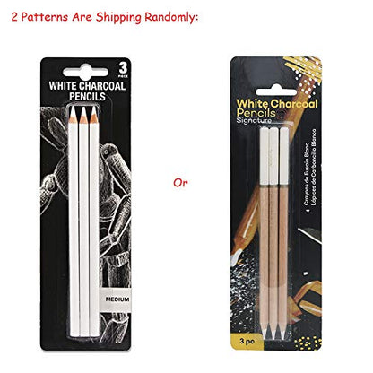BXT 3pcs White Charcoal Pencils for Highlight,Drawing - color: 3pcs white