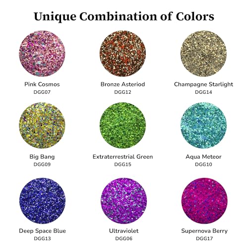 DecoArt Galaxy Glitter Acrylic Paint Set – 9 Bottles (2 fl oz) – Bright Multicolor Glitter Paints for Crafting, Art Projects & Creative DIY Crafts - color: Multicolor Glitter