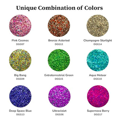 DecoArt Galaxy Glitter Acrylic Paint Set – 9 Bottles (2 fl oz) – Bright Multicolor Glitter Paints for Crafting, Art Projects & Creative DIY Crafts - color: Multicolor Glitter