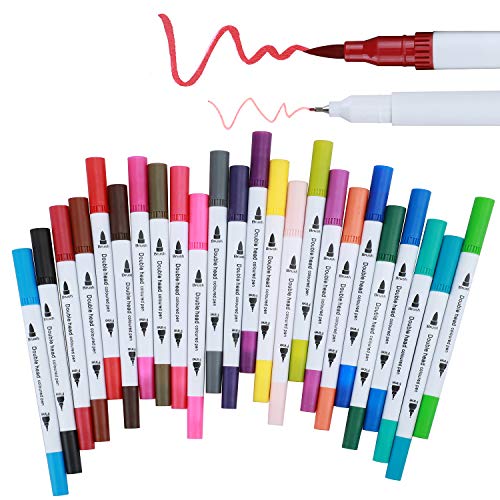 Watercolor Brush Marker Pen Set 24 Pack Dual Head Water Based Drawing Soft Brush Fineline Tip Color Pen Coloring Painting Renderings Art Manga Comic Calligraphy Animation - color: 24 pack