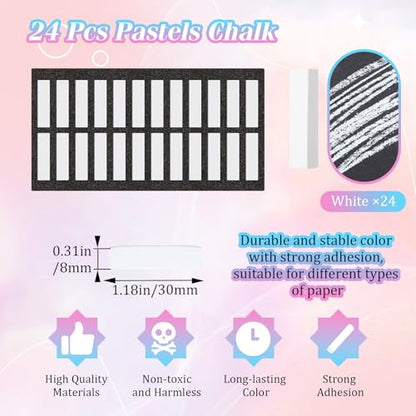 Watersay 24 Pcs Soft Pastel Drawing Chalk Set Square Sketch Chalk Non-toxic Artist Pastel Sticks for Professional Artists and Art Lovers(30 x 8 x 8 mm,White Color) - color: White Color