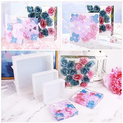 Square Silicone Molds for Resin, Large Resin Mold Glossy Deep Square Molds 6.6''x 2'' w Deep Epoxy Resin Molds for Flowers Bouquet Preservation - color: Square Silicone Molds