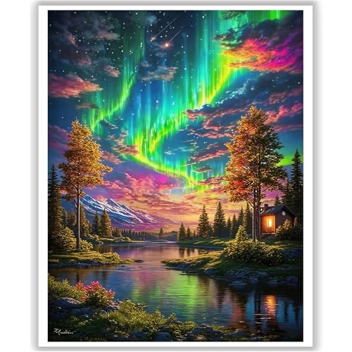 HITO Landscape Paint by Numbers Kit for Adults - Aurora Adult Paint by Number Kits on Canvas for Gift Home Wall Decor 16x20 Inch - color: Aurora View
