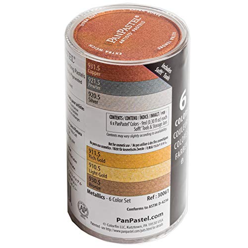 PanPastel Artist Pastels by GOLDEN, Metallic Colors Set, 6 Color, Professional Artist Pastels, Unique Pan Format (cake-like) - color: Metallics