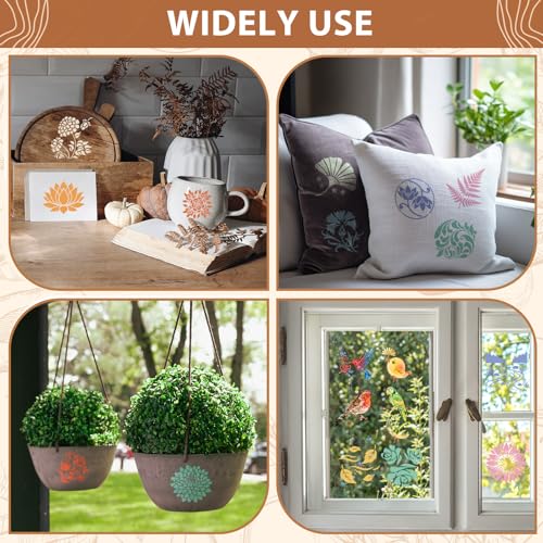 Marspark 72 Pcs Small Stencils for Crafts Reusable 3 Inch Stencils for Painting on Wood DIY Craft Paint Template for Wall Home Decor Card Rock Canvas Drawing Holiday (Flower Plants) - style: Flower Plants