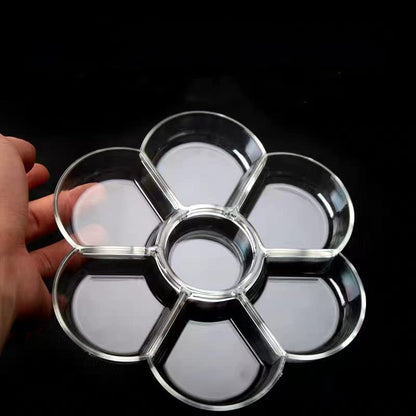 Petal Plastic Palette Painting Dish 7 Well Flower Paint Tray Watercolor Painting Mixing Palette for Oil Acrylic Watercolor Gouache,Easy Wash, Paint Palette (Transparent) - color: Transparent