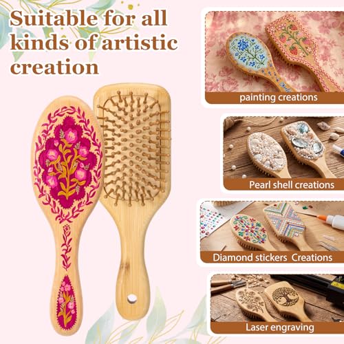 DoubleFill 24 Set DIY Bamboo Hair Brush Crafts Kit Wooden Hairbrush Bulk Gifts Bamboo Paddle Hairbrush for Painting Make Your Own Brush Craft Gift for Massaging Scalp Thick Thin Curly and Dry Hair