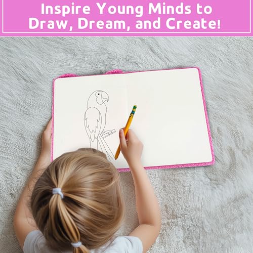 VOTUM Fuzzy Sketch Book: Personalized Artist Sketchbook: Sketching, Drawing and Creative Doodling. Notebook and Sketchbook to Draw and Journal (Pink Bear) - color: Pink Bear