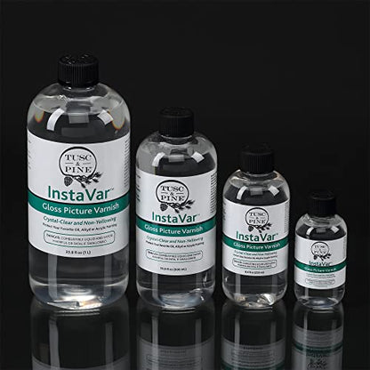 Tusc & Pine InstaVar™ Gloss Picture Varnish - Archival Quality Varnish for Oil, Alkyd, and Acrylic Artists - 8.4oz Bottle - size: 8.4oz
