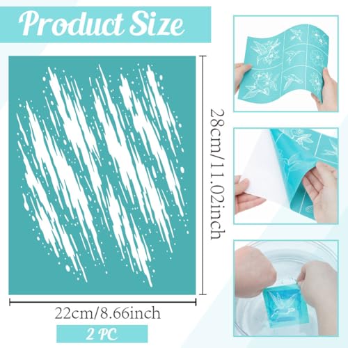 2 Sheets Brush Stroke Texture Silkscreen Stencil, Abstract Splatter Self-Adhesive Silk Screen Printing Stencils Reusable Mesh Stencil for Painting on Wood, T-Shirt, Home Craft - color: Brush Stroke