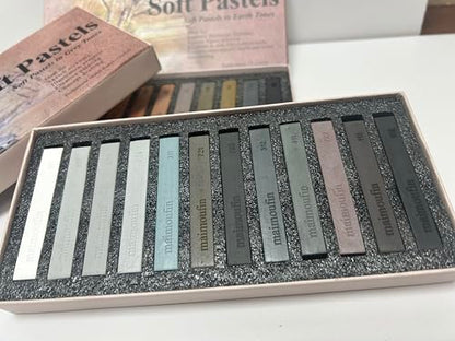 12-Pack Gray Tone Soft Pastel Sticks - Square Water-Soluble Artist Chalks with High Pigment for Sketching, Drawing & Illustration (Perfect for Artists, Beginners & Hobbyists) (Grey) - color: Grey