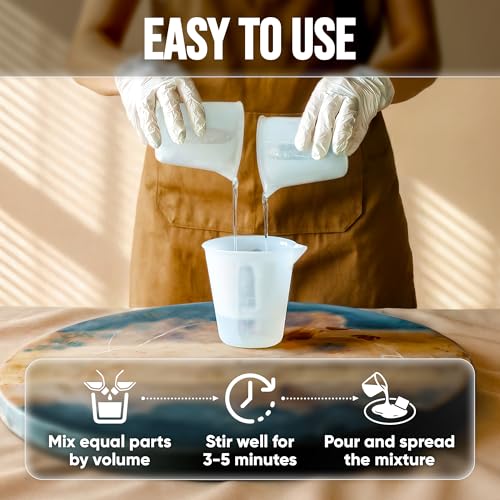 CRAFT RESIN Table Top Epoxy Resin Kit 2 Gallon – Ultra Clear, High-Gloss, UV & Scratch Resistant Finish, Bubble-Free, Self-Leveling & Food Safe. Best For Countertops, Bar Tops, Tumblers & Wood Coating - size: 2 Gallons