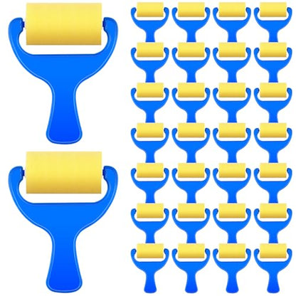 Tenceur 50 Pcs 3" Foam Paint Brushes for Kids Foam Paint Roller Small Sponge Roller with Blue Handle for Young Artists, Reusable & Washable Early Educational Supply for Crafts, Graffiti, DIY Art